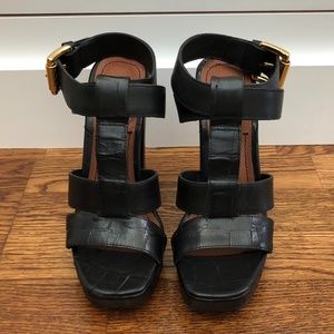 Elizabeth & James black leather high-heel …